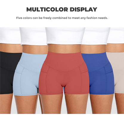 1Pc Women'S High-Waist Stretchy Athletic Shorts, Breathable Compression Bike Yoga Workout Shorts