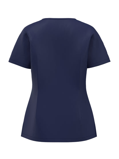 Women's Scrub Pants Set, Elastic Breathable Polyester Spandex Blend, V-Neck Short Sleeve with Pocket, Solid Color, for Work