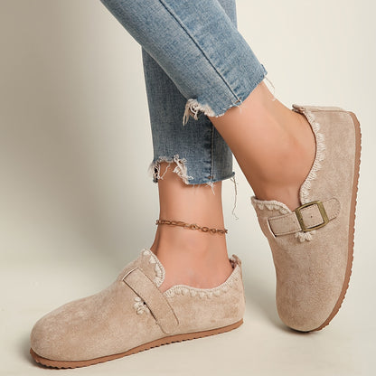 Women's Lightweight And Breathable Casual Shoes - Women's Mary Jane Flats, Retro Round-Toe Flat Shoes with Buckle Closure, Solid Color Textured PU Upper, Cushioned Insole, Rubber Sole, Comfortable Flats for Casual Semi-Formal Wear, All-Season