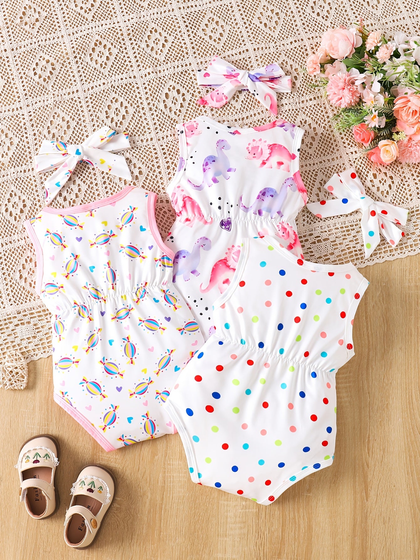 3pcs Baby'S Tie-Dye Triangle Onesie And Hairband, Comfy Casual Sleeveless Romper, Toddler And Infant Girl'S Outdoor Clothes for Summer, for Outdoor