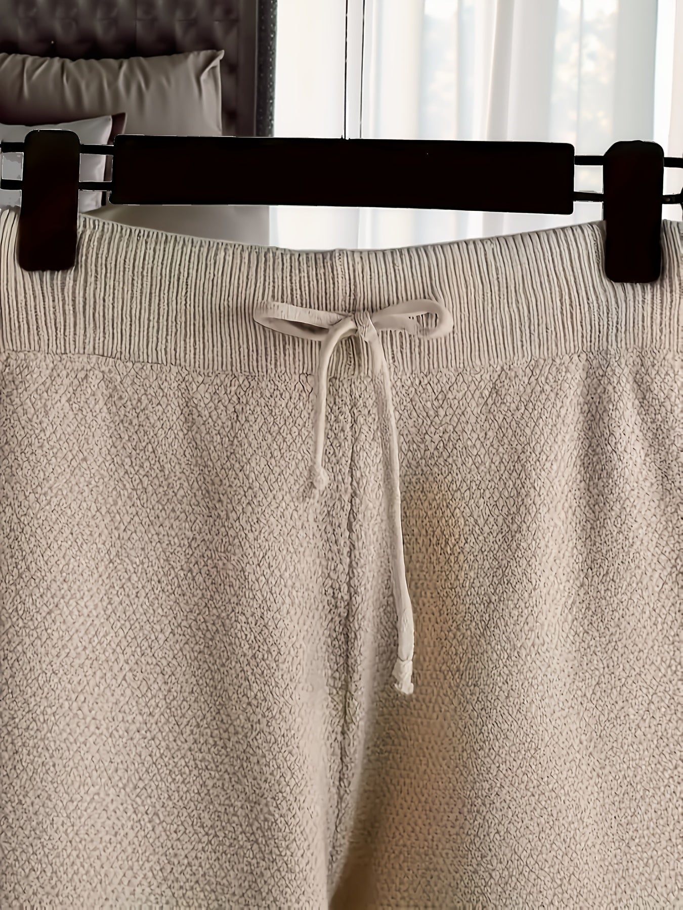 Women's Brick Red Knit High-Waist Long-Sleeve Pants - product view 30