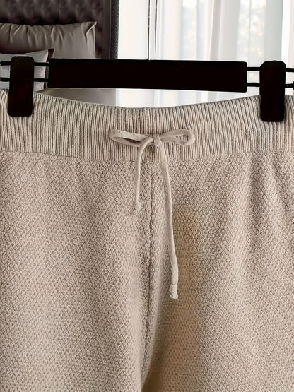Women's Brick Red Knit High-Waist Long-Sleeve Pants - product view 30