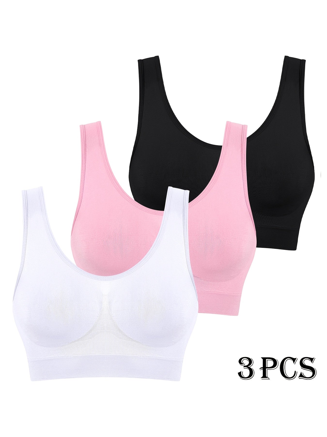 3pcs Set Of Women'S Sports Bra, Seamless, Breathable, Lightweight Without Chest Pads, Vest Underwear, Yoga Running Sports Bra