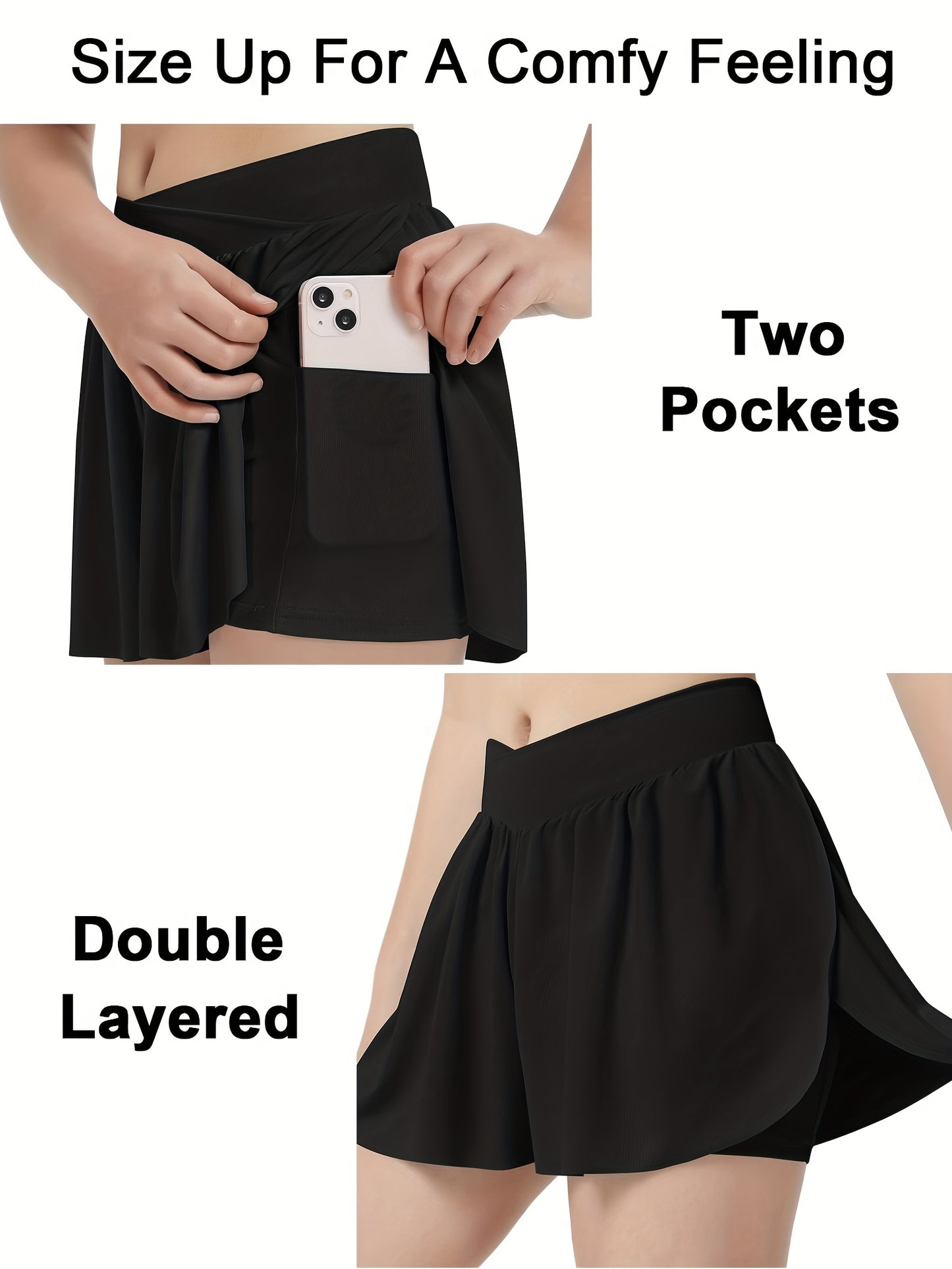 [2-In-1 Style Shorts] Set of 3 EXARUS Girls' Cross Shorts with Butterfly Design for Cheer And Dance, 2-In-1 Style with Pocket, Suitable for Ages 6 to 14 for Sports And Running