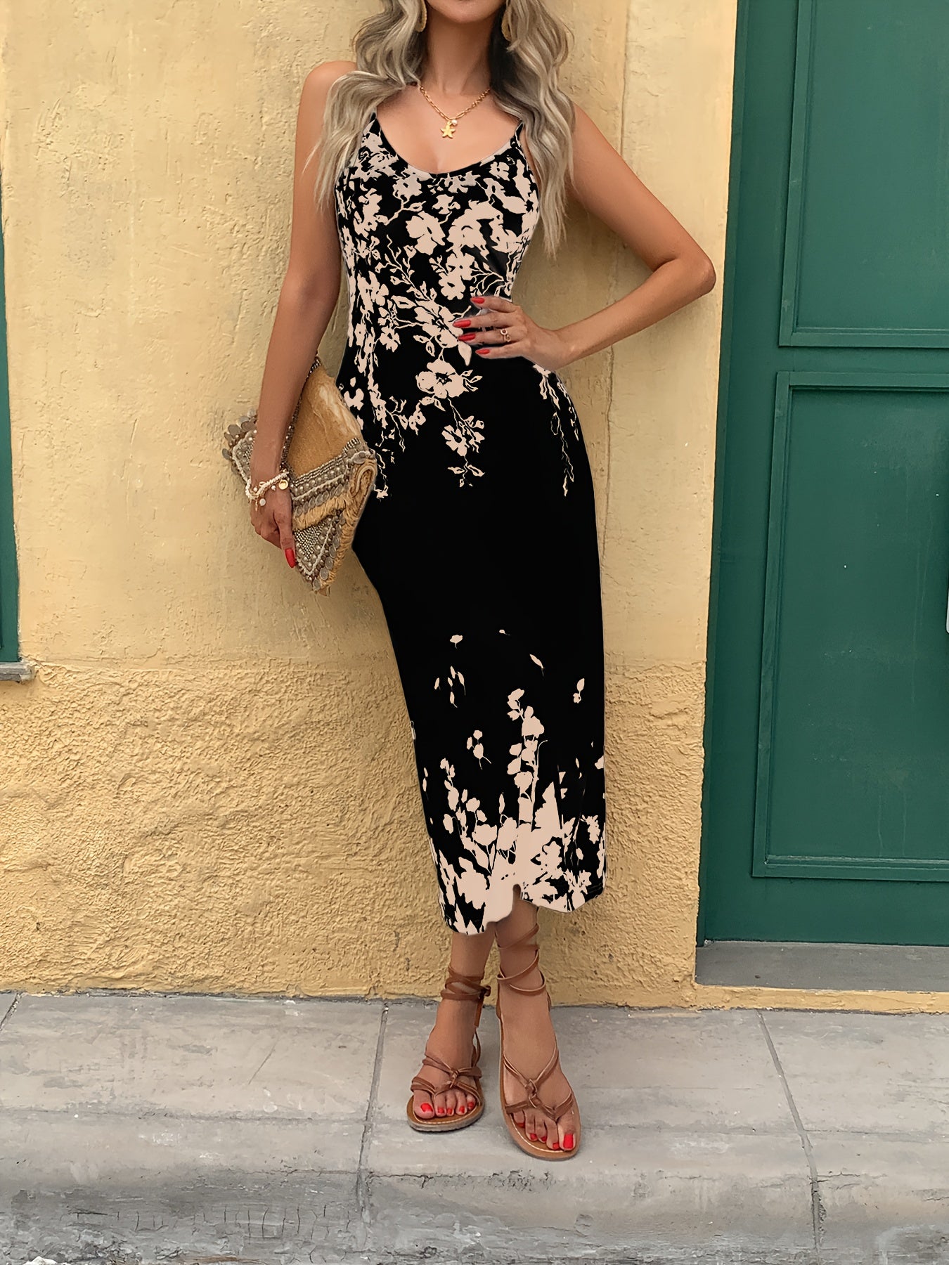 Ladies' Tropical Digital Printed Flower Sexy Elegant Vacation Leisure Business Commuting Festival Gift Birthday Party Cocktail Party Wedding Holiday Strap Spring/Summer Long Dress