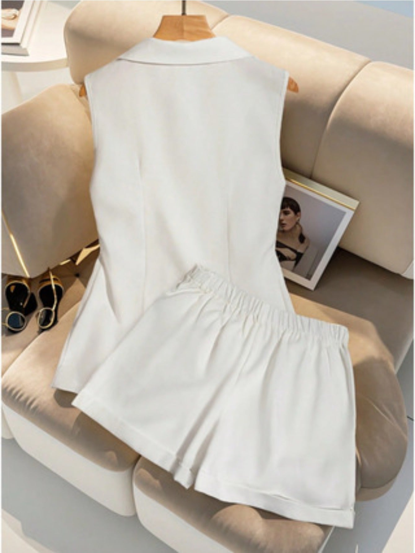 2pcs Premium Quality Sleeveless Vest And Shorts Set