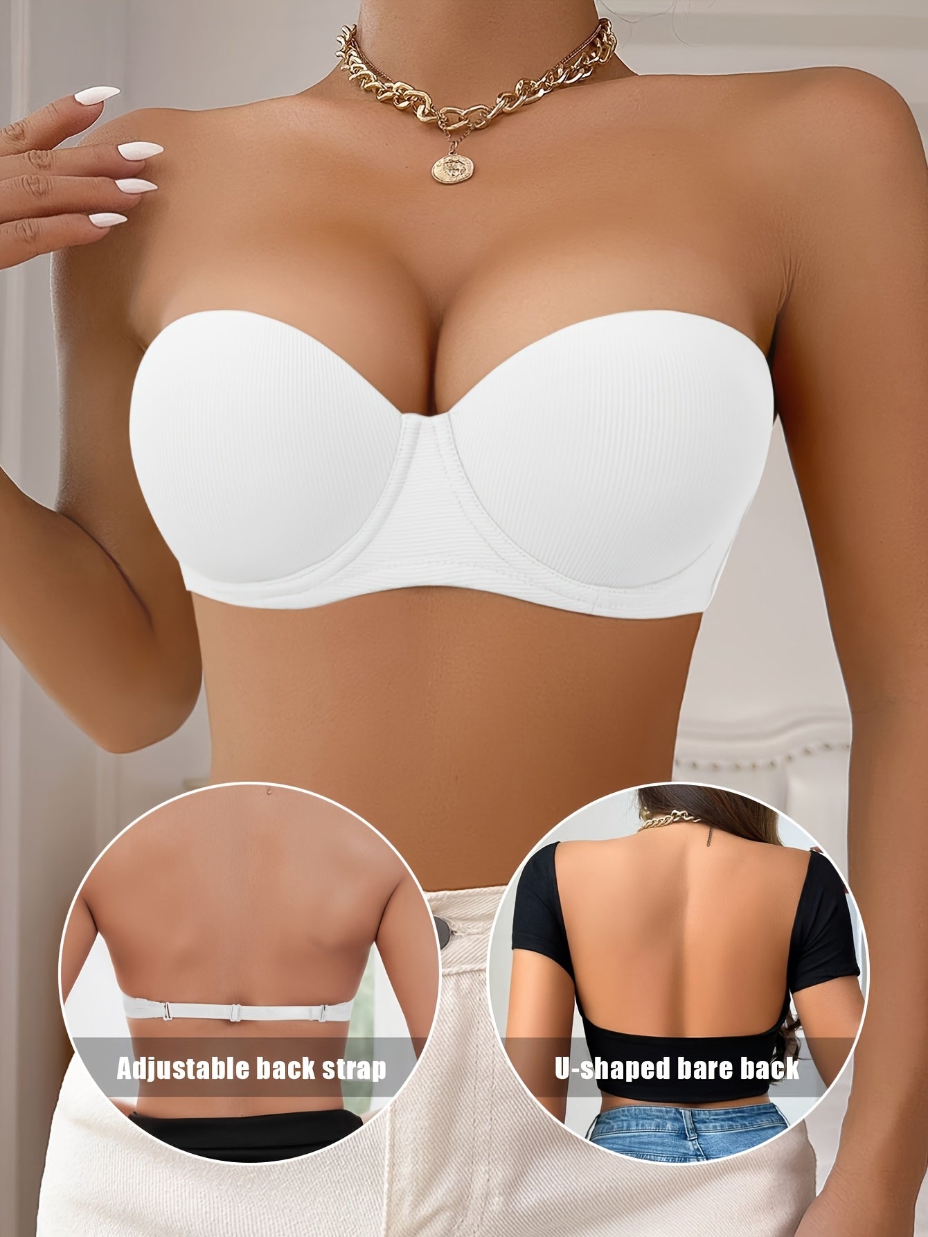 Strapless Invisible Bra, U-shaped Backless Push-up And Non-slip, Invisible And Non-slip When Wearing A Backless Dress Or Tube Top, A Must-have Underwear for Parties And Dates for Both Big And Small Breasts