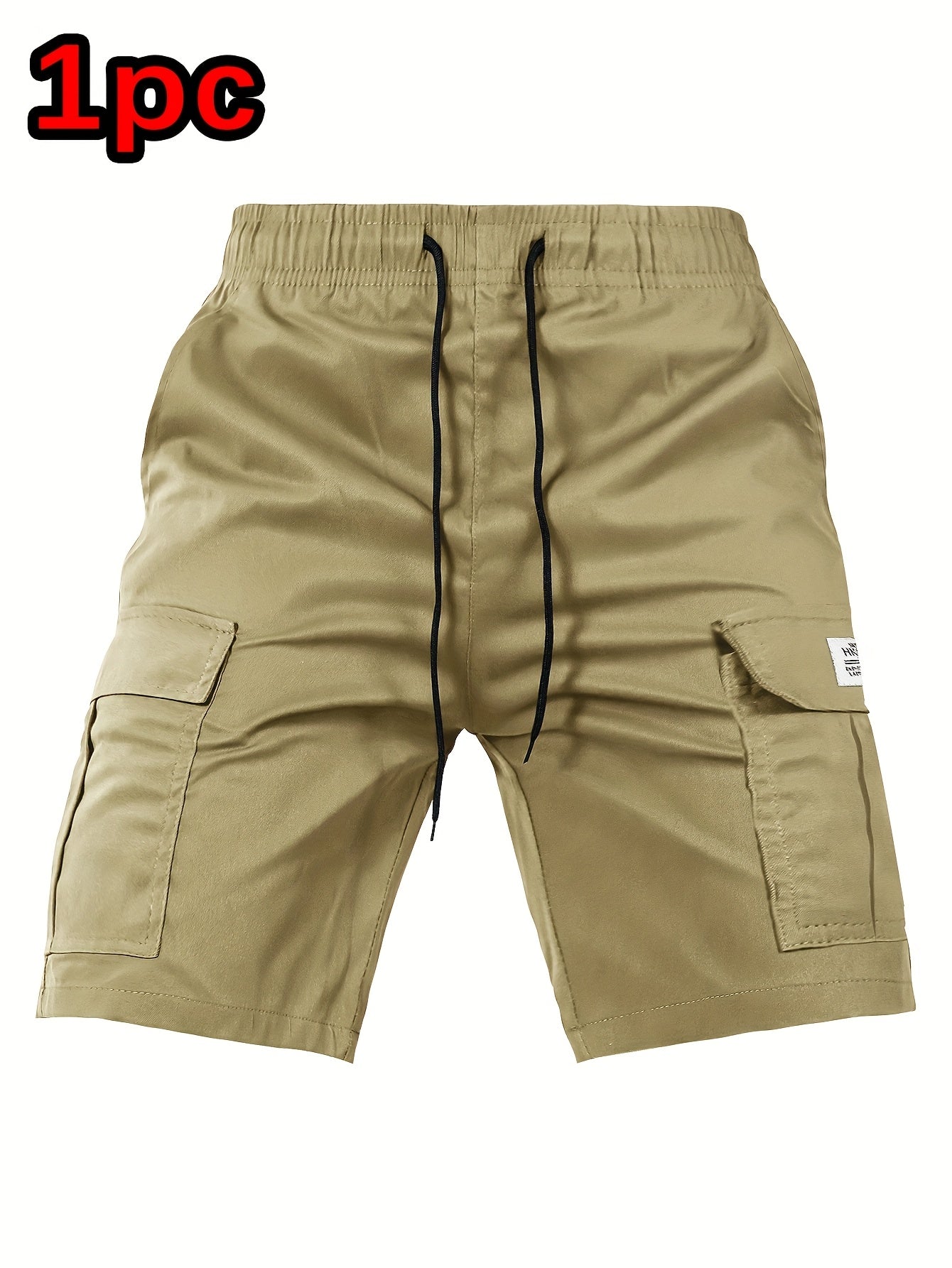 Men's Black Polyester Cargo Shorts - product view 1