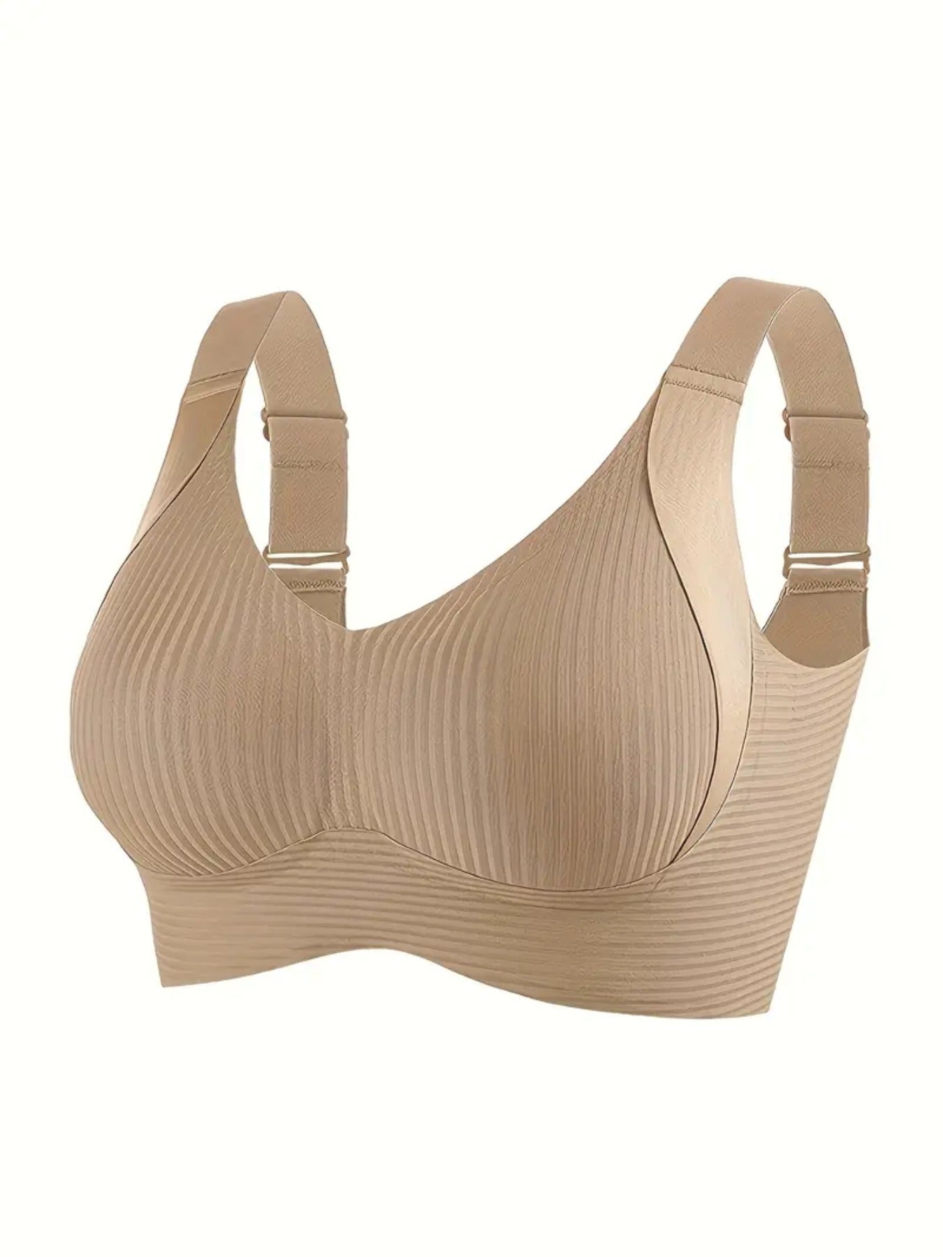 5pcs Ribbed Wireless Bra - High Elastic, Breathable & Strong Support | Comfortable No-Squeeze for Daily Wear, Yoga & Gym Workouts
