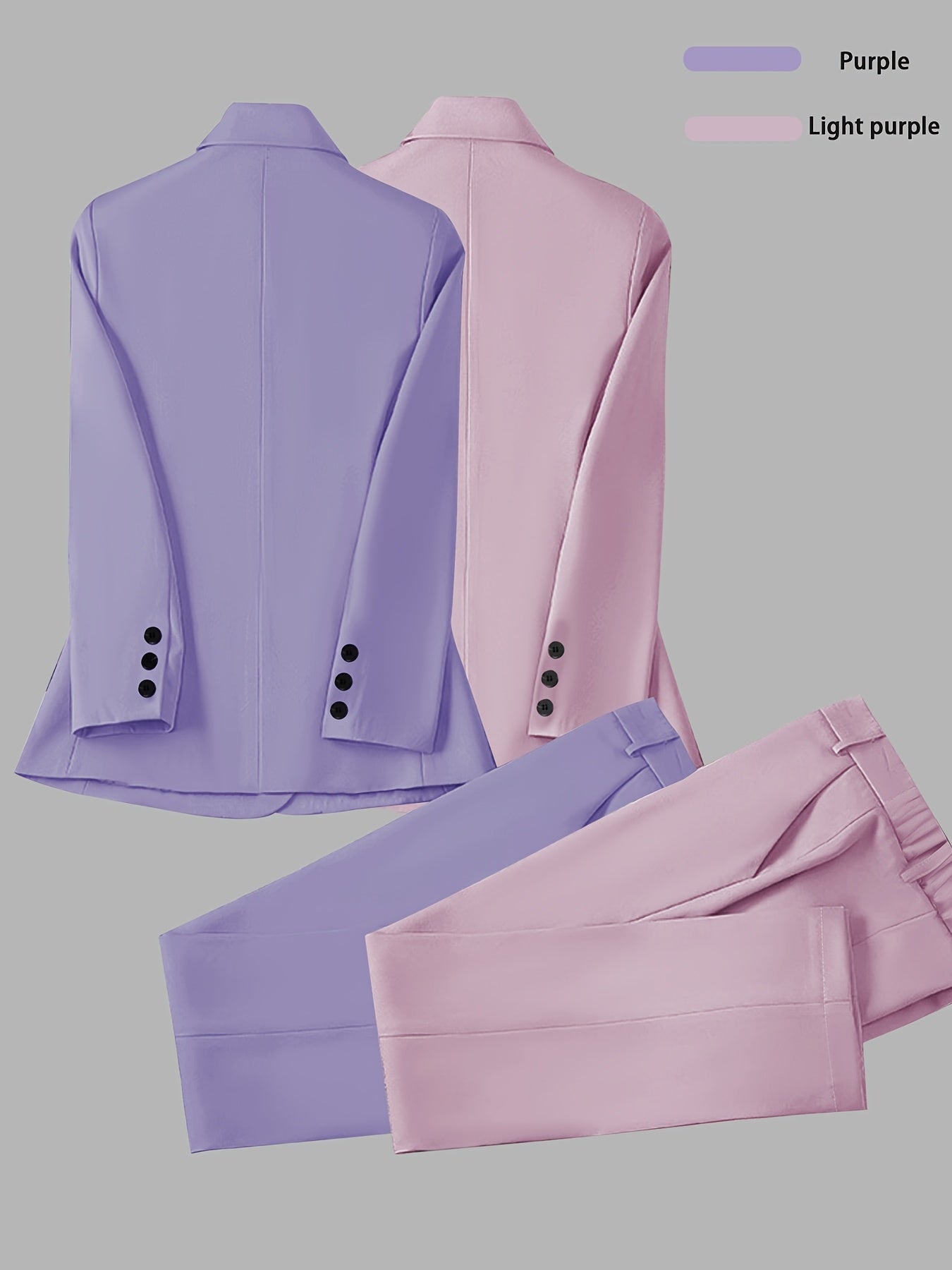 Elegant Women's Suit Set, Fashionable Business Style Solid Color Professional Blazer and Trousers 4pcs Set