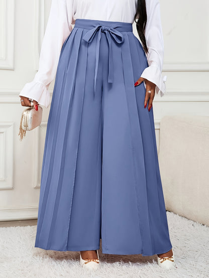 Plus Size - Plus-size Women'S Pants With Elegant Pleats, Removable Design, Two-way Wear, Straight-leg Style, Retro Chic, Casual, Suitable For All Seasons Throughout The Year.