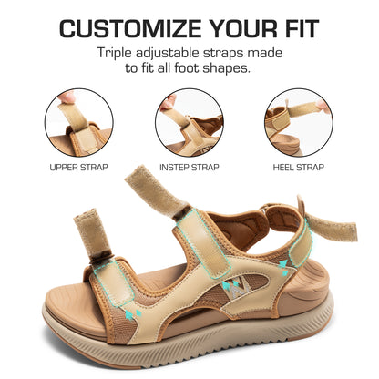 Women's Walking Sandals Arch Support Orthopedic Recovery Hiking Sandals Thick Athletic Cushion Adjustable Strap for Plantar Vacations Holidays Casual Comfortable Shoes
