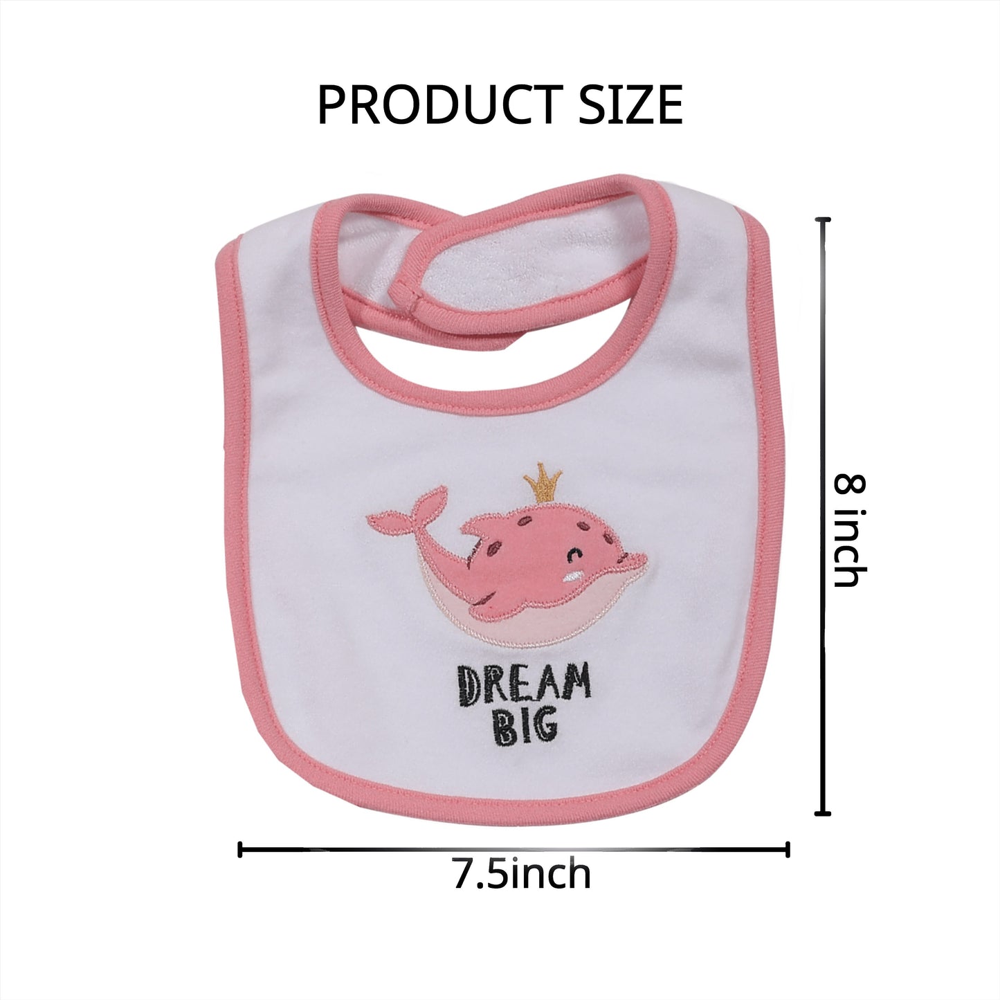 Kapital K 5pcs! Double - Layered Absorbent Cotton 5 - Piece Set with Cartoon Embroidery and Magic - Tape Adjustable Feeding Bibs for 0 - 3 Year - Olds, Boys & Girls