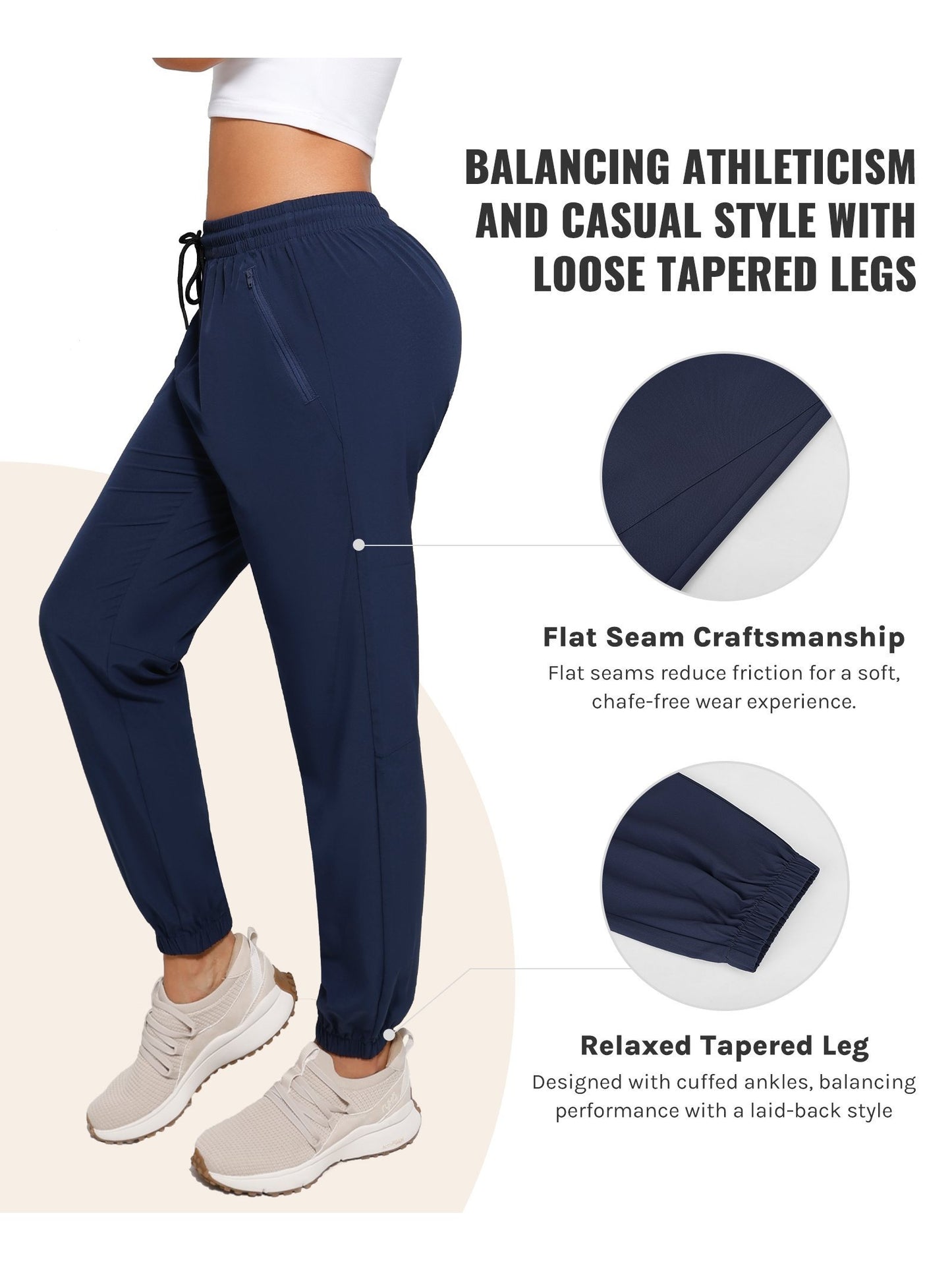 [Three Colors Available]1pc Womens Golf Pants Quick Dry Ultra Light Stretch Pockets Soft Workout Pants for Travel with Inside Drawstrings