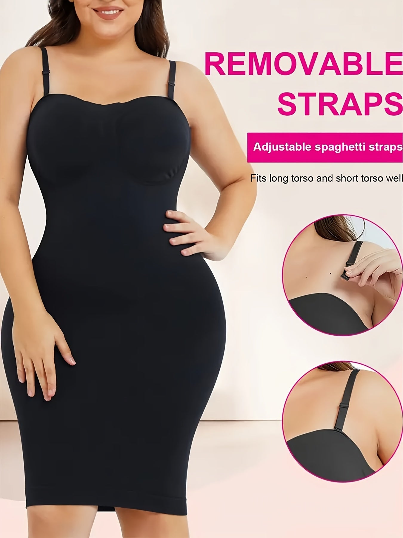 2pcs Women'S Shapewear Petticoat, Removable Shoulder StrapsSeamless Elastic Fabric With Non-slip Strips, Hip Lift, Tummy Tuck And Waist Shape, Women'S Petticoats, Women'S Shapewear Underwear
