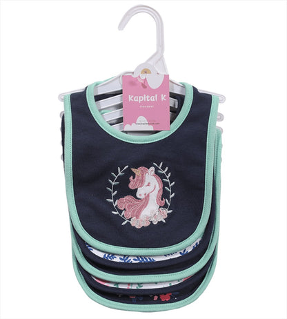 Cotton Baby Bibs 5-Pack - Cartoon Embroidered