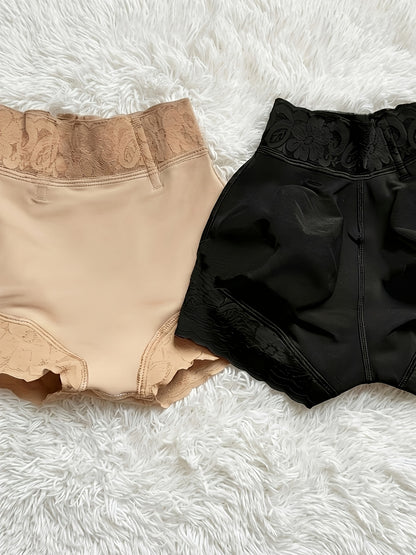 Women's Lace Shapewear Panties with Tummy Control, Butt Lifting Seamless Hip Enhancer Colombian Shaping Curvy Shorts Lace Trimmed Butt Lifting Panty for Women with Flat Tummy And Naturally Lifted Booty