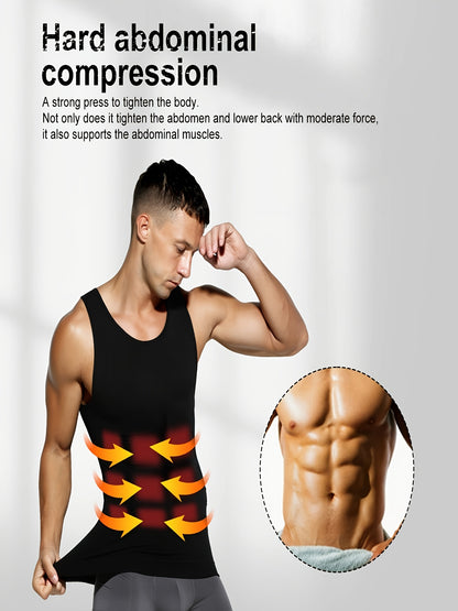 5-Pack Men'S Compression Shirts - Tummy Control Waist Trainer Vest, Sleeveless Body Shaper with Neoprene Filler, Medium Stretch Athletic Base Layer for Workout & Casual Wear, Ruched Design for Enhanced Support, All-Season Slimming Shapewear, Waist Trainer