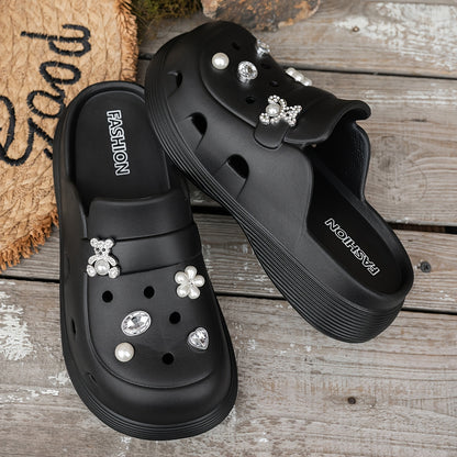 2026 Summer Beach Casual Women Mules Fashion Platform EVA Bowknot Pearl  for Mother'S Day Outdoor Vacation, Women Shoes