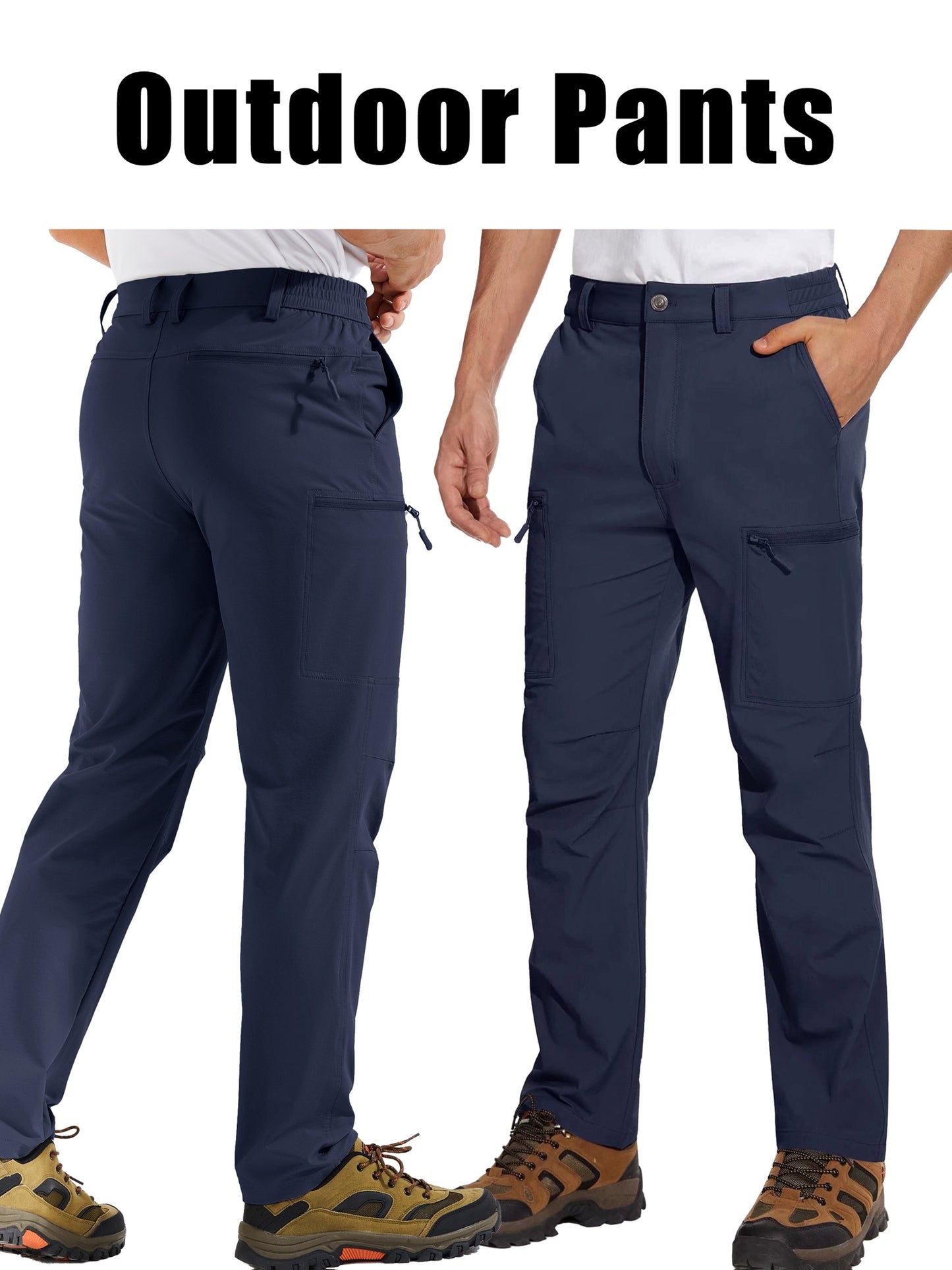 Men'S Cargo Pants Spring Hiking Trousers Quick-Dry Ripstop Stretch Fabric Breathable Moisture-Wicking Lightweight Elastic Waist And 3D-Cut 6 Pockets Outdoor Pants for Fishing Travel Camping, Work in Spring And Summer