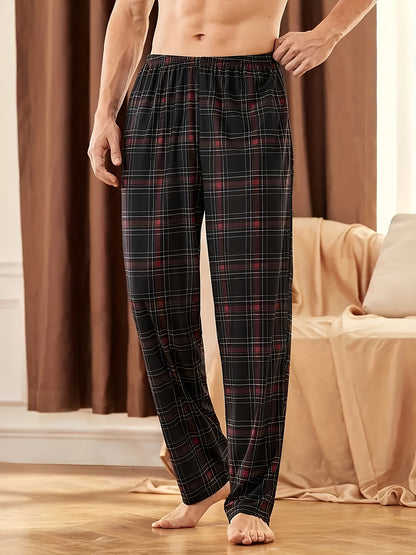 3-Pack Men's Soft Plaid Pajama Pants with Elastic Waist & Double - Loose-Fit -Season Sleepwear Suitable for &, Spring Summer Nightgowns (Hand Washable)