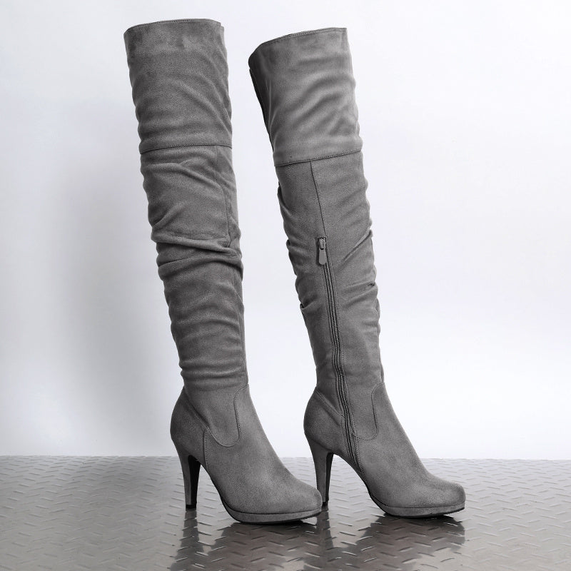 DREAM PAIRS Women's Black Thigh High Chunky Heel Platform Over The Knee Boots Size 9.5 M