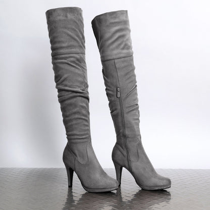 DREAM PAIRS Women's Black Thigh High Chunky Heel Platform Over The Knee Boots Size 9.5 M