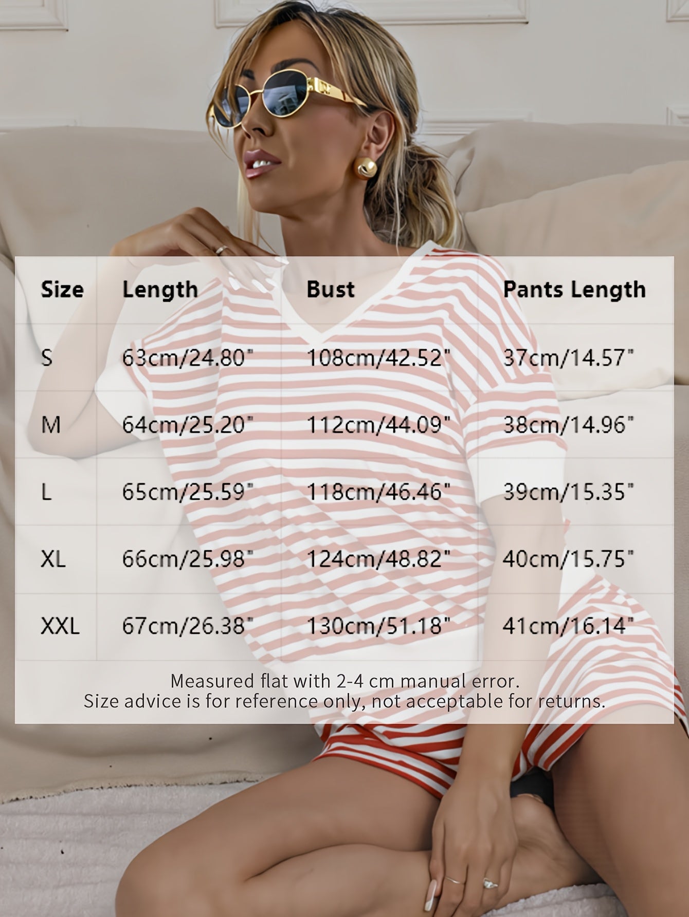 Women'S 2pcs Striped Lounge Set Short Sleeve V-Neck Top And High-Waist Shorts, Casual Athletic Sleepwear Outfit, Summer Sportswear