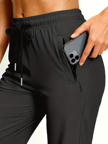 Women'S Lightweight Breathable Casual Joggers, High Stretch Quick-Dry Sports Pants with Drawstring Waist And Side Pockets, Loose-Fit Tapered Leg Trousers for Gym, Running, Daily Wear, All-Season Bottoms