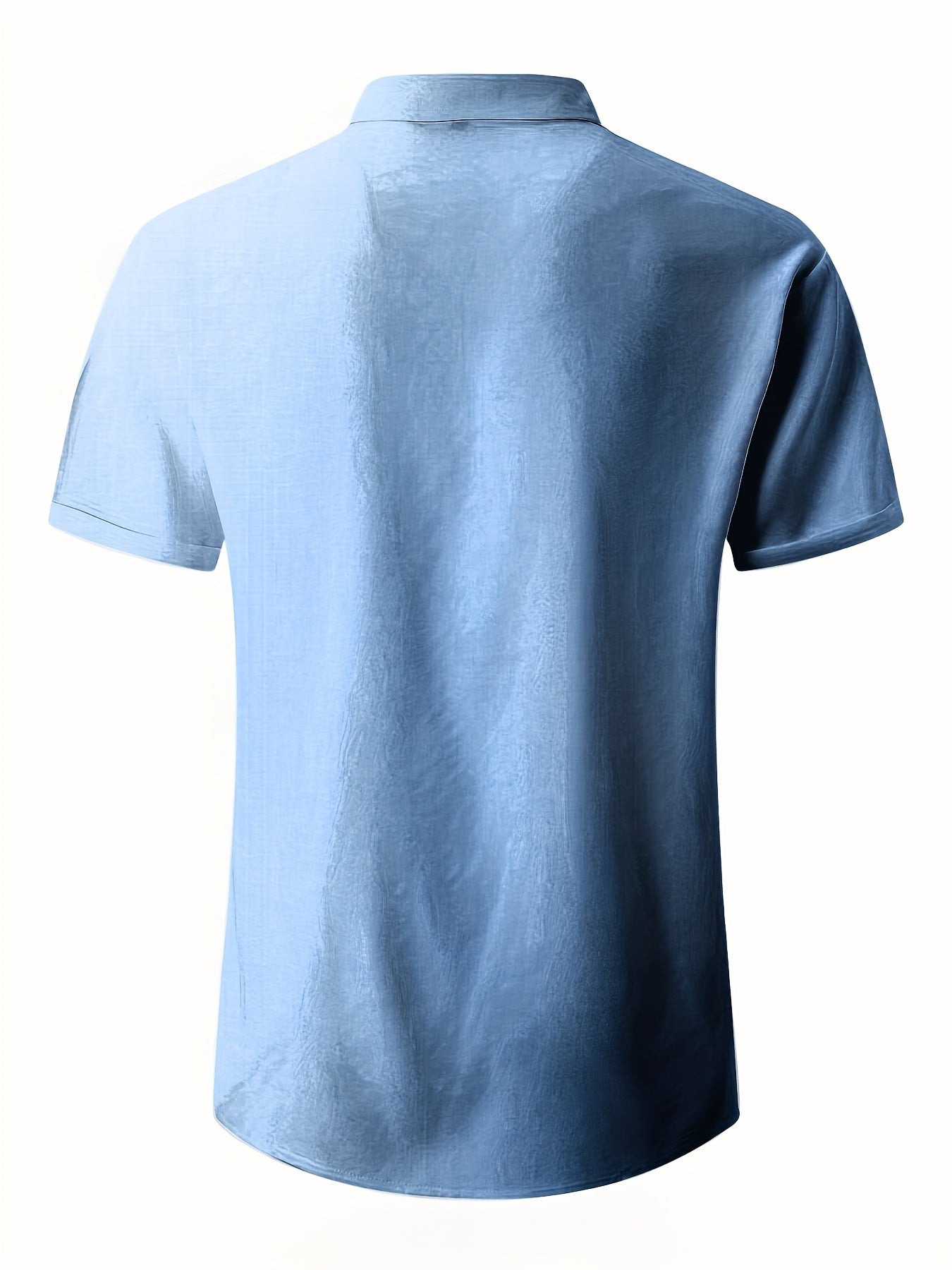 Men's Plus Size Double Placket Short Sleeve High Quality Shirt, Suitable for All Seasons, Home Short Sleeve Turn Collar Shirt, PLUS SIZE