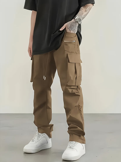 Set of 3 Men'S Relaxed Fit Work Trousers, Casual Cargo Style, Airy And Comfortable Loose Straight Leg Pants Featuring Various Pockets Suitable for All Seasons - Casual Outdoor Trousers Ideal for Hiking And Fishing