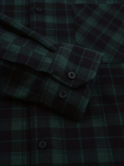 Men'S Heavyweight Long Sleeve Shirt - Thick Winter Jacket with Button Front Placket, Navy Blue & Brown Plaid, Formal & Casual Button-Up Blouse for Office, Outdoor, Everyday - Classic Button-Up Shirt for Men, Winter Jacket, Outdoor Clothing