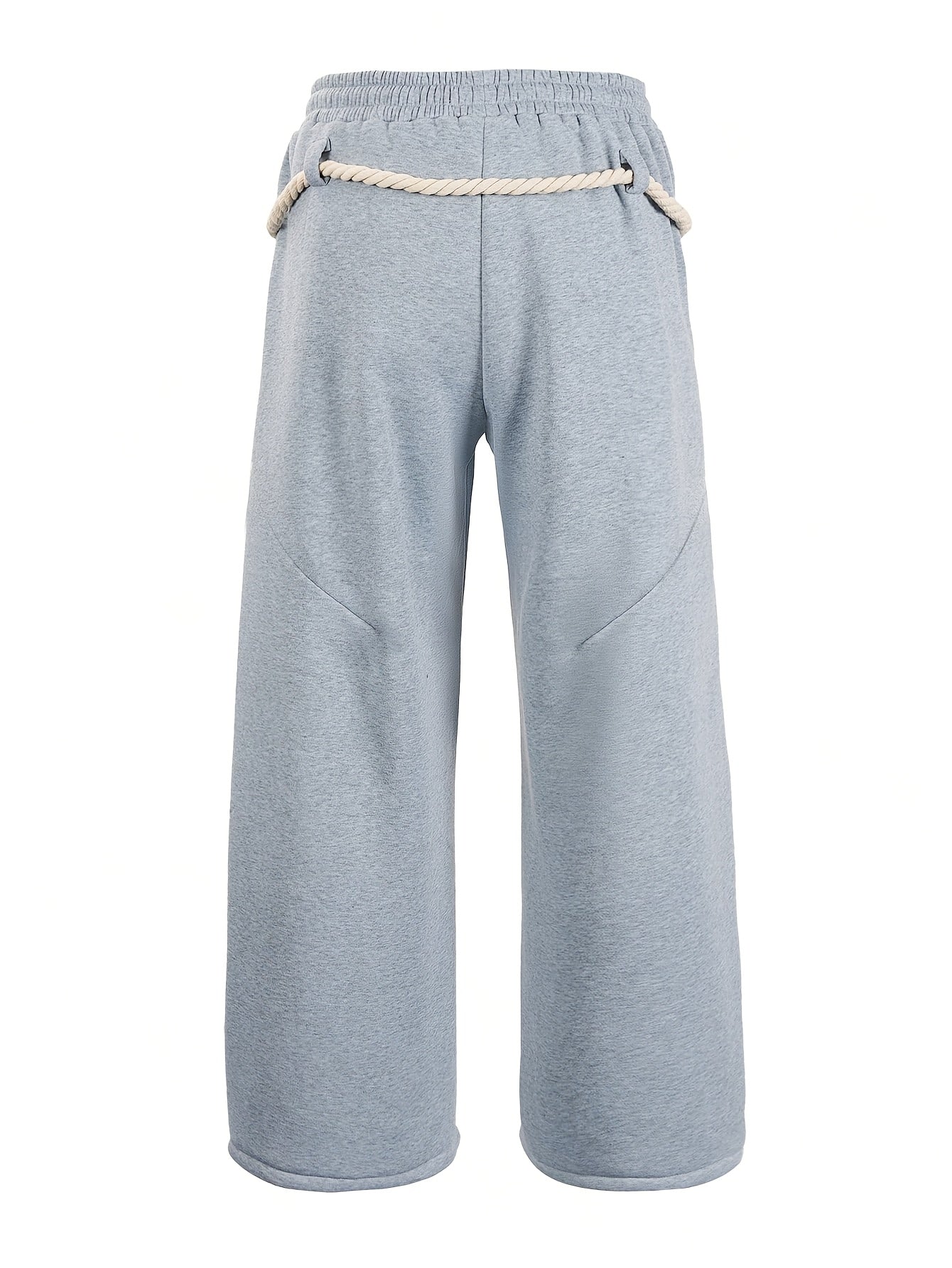 Men's Baggy Wide Leg Sweatpants with Drawstring Elastic Waist Casual Loose Fit Blend Track Pants with Pockets
