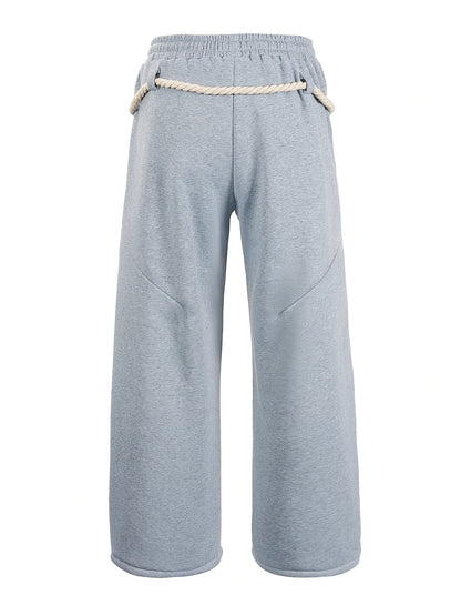 Men's Baggy Wide Leg Sweatpants with Drawstring Elastic Waist Casual Loose Fit Blend Track Pants with Pockets