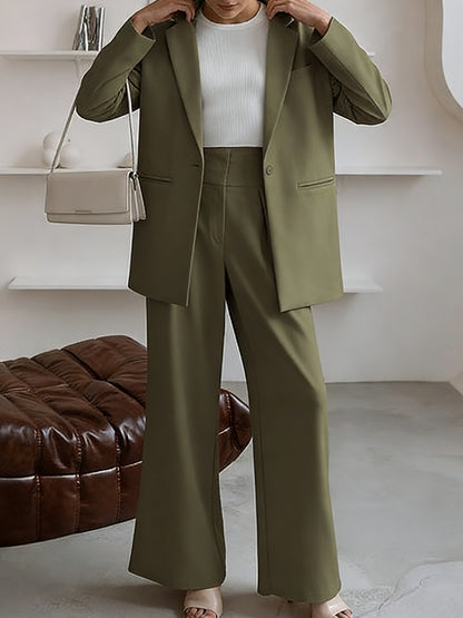 Women'S Suit Set | Soft Fabric Classic Relaxed Fit Tapered Silhouette | Casual Blazer Pants Two Piece Set Business Formal Style for Business Trip And Networking Event Occasions | Structured