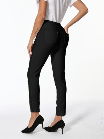 Women's High Waist Dress Pants Stretchy Straight Leg Slim Fit Work Slacks with 5 Pockets, Elegant Office & Casual Wear