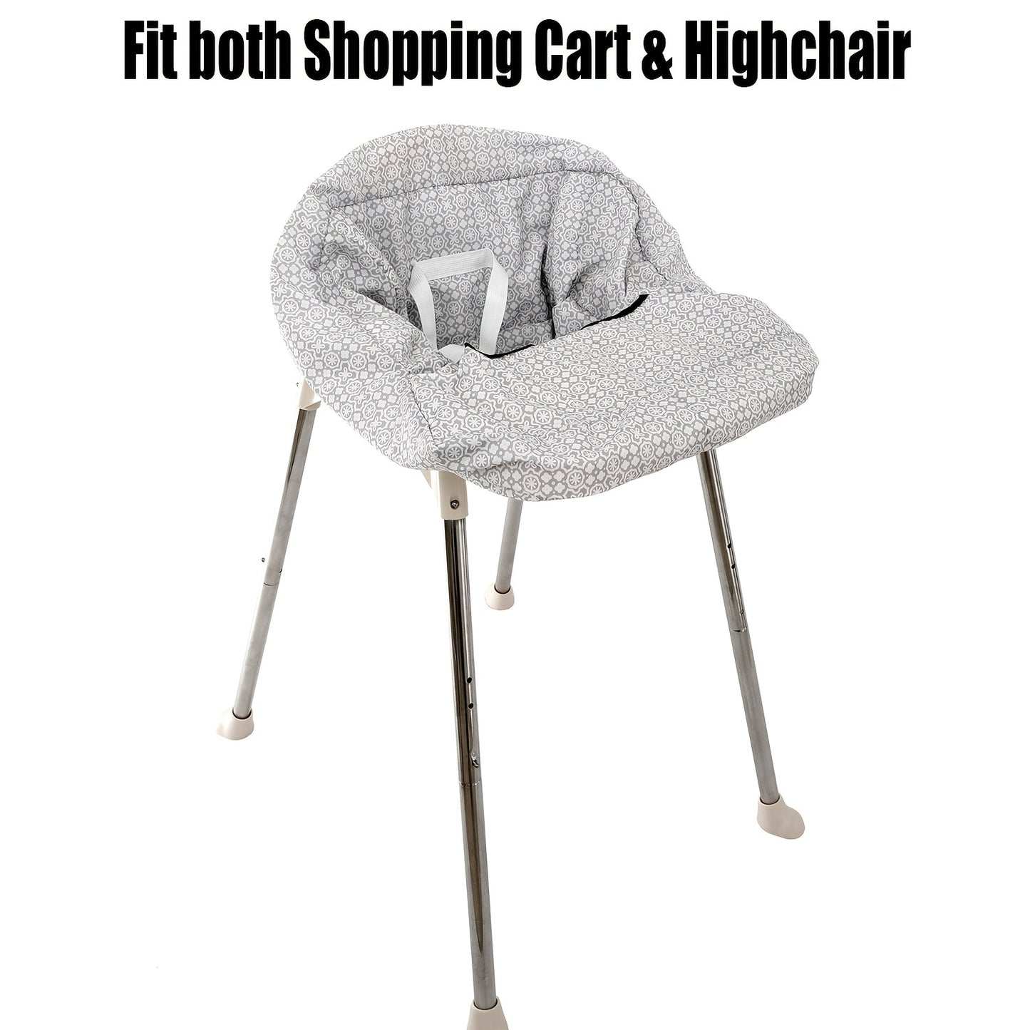 Floral Pattern Highchair Cover for Youngsters' Shopping Carts, White with Black Dots And Stripes, Cart Seat Cover Protector