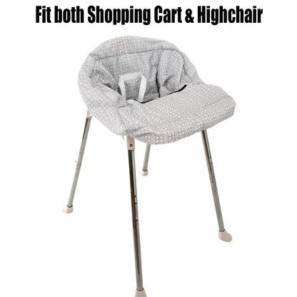 Floral Pattern Highchair Cover for Youngsters' Shopping Carts, White with Black Dots And Stripes, Cart Seat Cover Protector