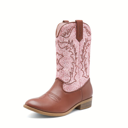 DREAM PAIRS KIDS Cowgirl Cowboy Western Boots Boys And Girls Mid Calf Riding Shoes Little Kid/Big Kid