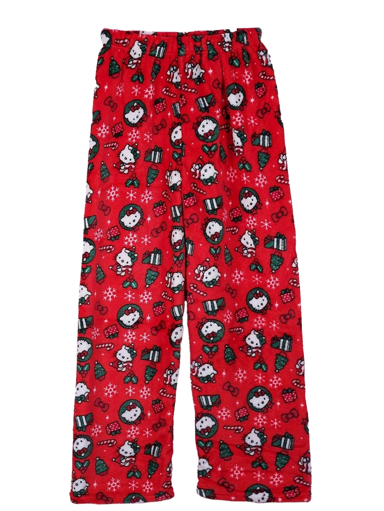 Sanrio KT Cat Pajama Pants for Women - 2pcs Sleepwear Set with Cute KT Cat Face & Full-Length Pants, Cozy Flannel Pajamas for s, - Nightwear ()