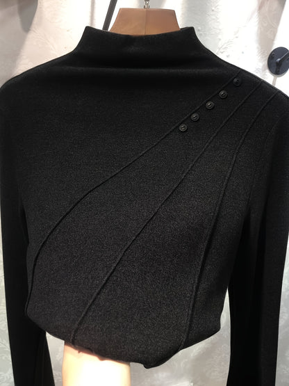 2024 Autumn/Winter New Half High Collar Double Sided Velvet Bottom Shirt for Women, Tailored And Versatile, Fashionable And Stylish Mid Neck T-shirt, Warm Top