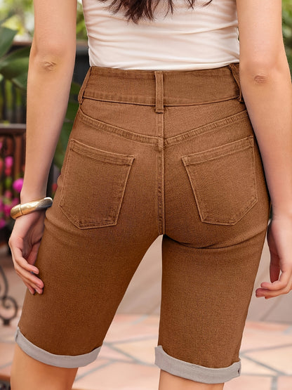 Women's Light Brown-1 Denim Shorts - product view 15