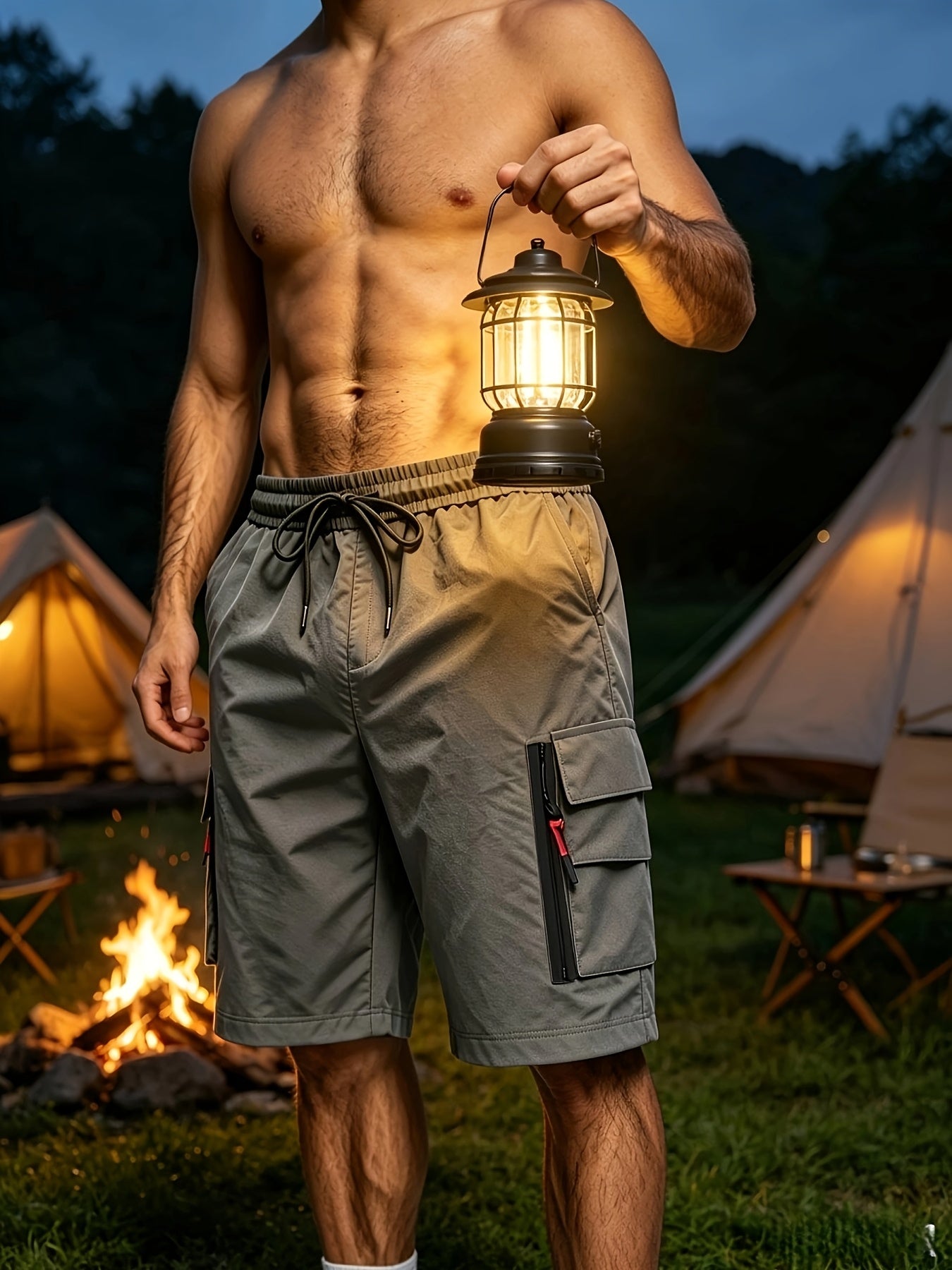 Men's 4pcs Quick Dry Cargo Shorts, High Quality Multi-Pocket Outdoor Shorts, Elastic Waist Utility Shorts for Hiking, Camping & Daily Wear, Lightweight Breathable Fabric