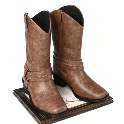 Plus Size Wear-Resistant Men'S Plaid Design Ankle Chelsea Boots, Non-Slip Slip-On Boots for Outdoor Casual