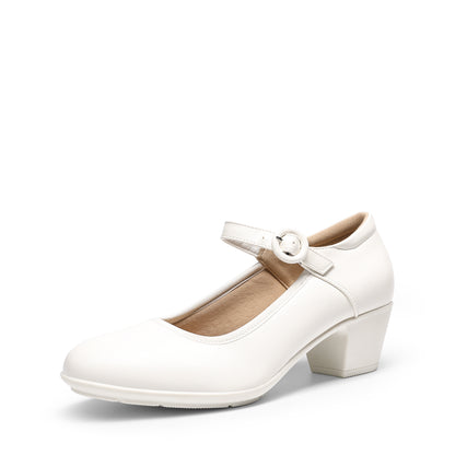 Women's Pumps Low Chunky Mary Jane Heels Closed Toe Comfortable Work Dress Shoes