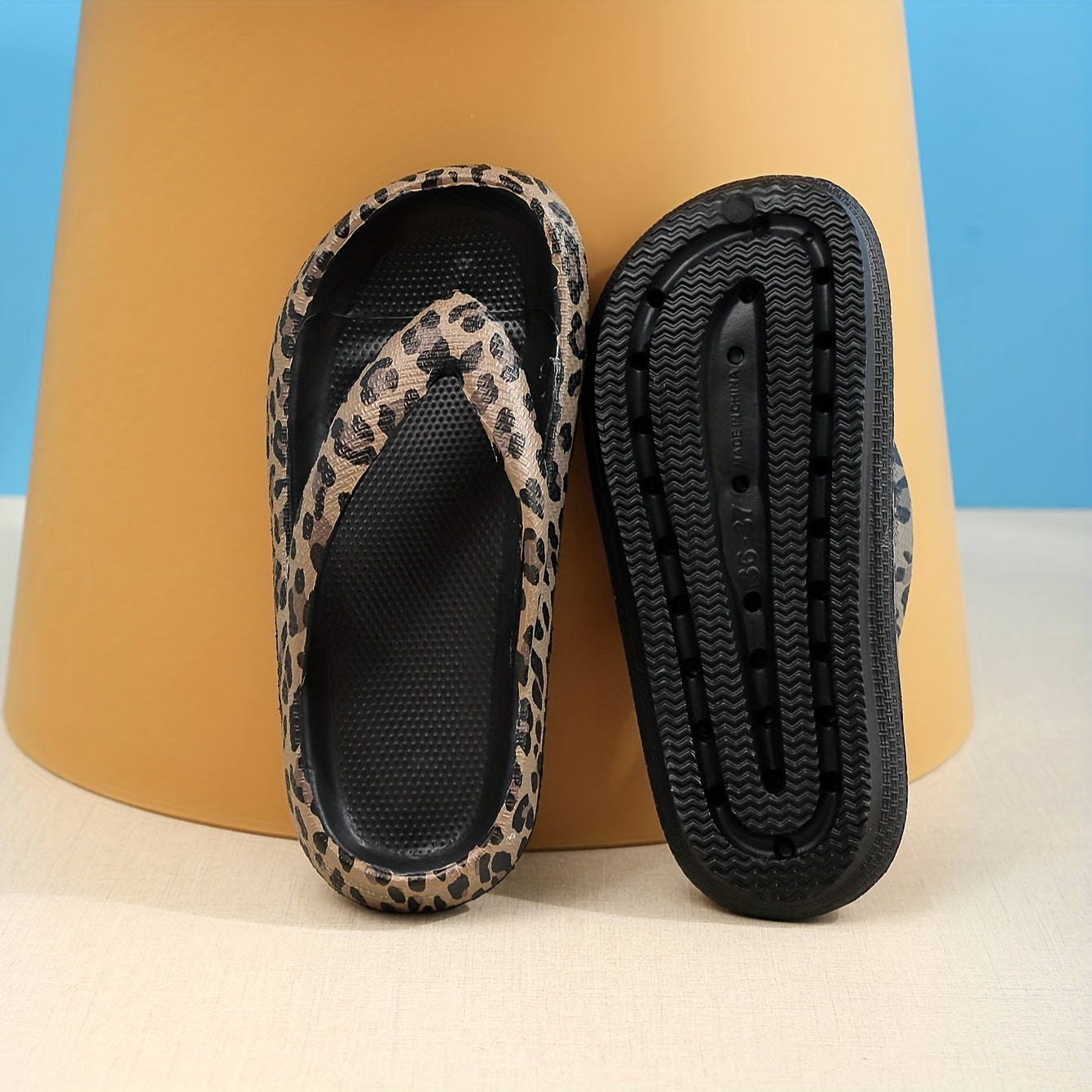 Casual And Comfy Flip-Flops for Men And Women with a Stylish Leopard Retro Design., Women Shoes