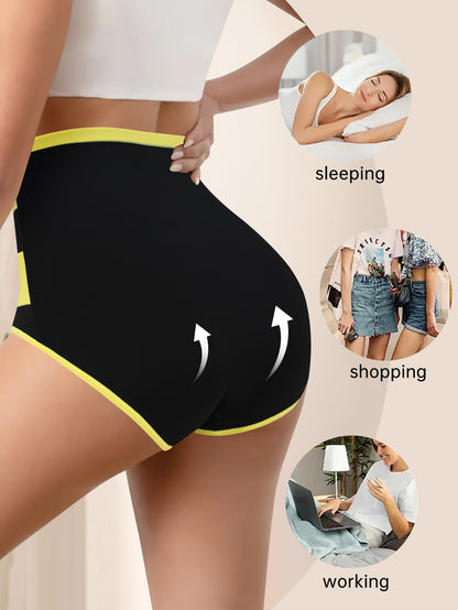 8pcs High Waist Women'S Color Clashing Shaping Panties, Cross Waistband Design, Comfortable And Breathable Mesh Fabric, Wrapping Belly, Shaping Body, Polyester And Spandex Blend, High Waisted Tummy Tucking Underwear, Suitable for Home Daily Wear