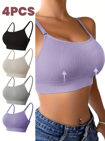 2026 4pcs Women's U Back Sports Bra with Adjustable Straps And Removable Padded Bra Game Day Fan Gear for Football and All Fans