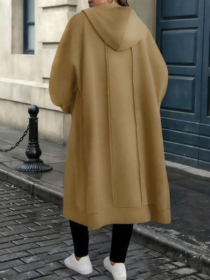 Plus Size - Plus Size - Plus Size Women'S Elegant Hooded Coat - Long Formal to Casual Outerwear, Zipper Closure, All-Season Chic Jacket for Everyday And Special Occasions, Stylish Layering Piece, Sophisticated Design, Durable Construction