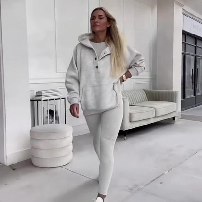 Women'S Spring And Autumn Sportswear Hoodie Slim Pants Two-Piece Set